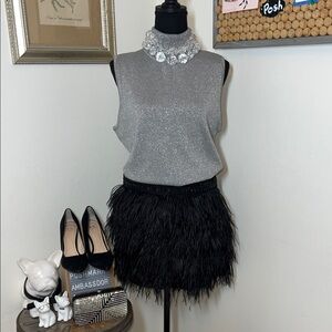Express Ostrich Feather Mini Skirt Sz. 4 NWT